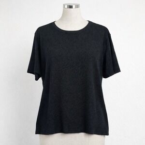 French Rags Vintage Size 5 - XL? Black Knit Top 100% Rayon Short Sleeve USA Made